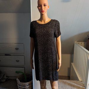 Madewell Black Polka Dot Zip-Black Short Sleeve Mini Shift Dress Women's Size 0